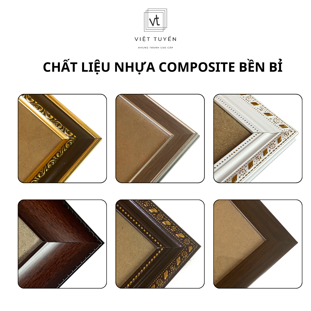 Khung Hình Bằng Khen Nâu Vân Gỗ Trơn, Chất Liệu Composite kèm Mặt Kính, giá xưởng Việt Tuyến mã 105B1