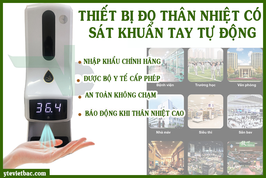 Máy rửa tay sát khuẩn tự động có tích hợp nhiệt kế đo thân nhiệt K9PRO PLUS