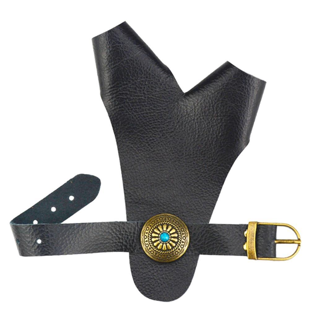 Archery Cow Leather Finger Tab Protector Gloves Arm Hand Guard Tool Black