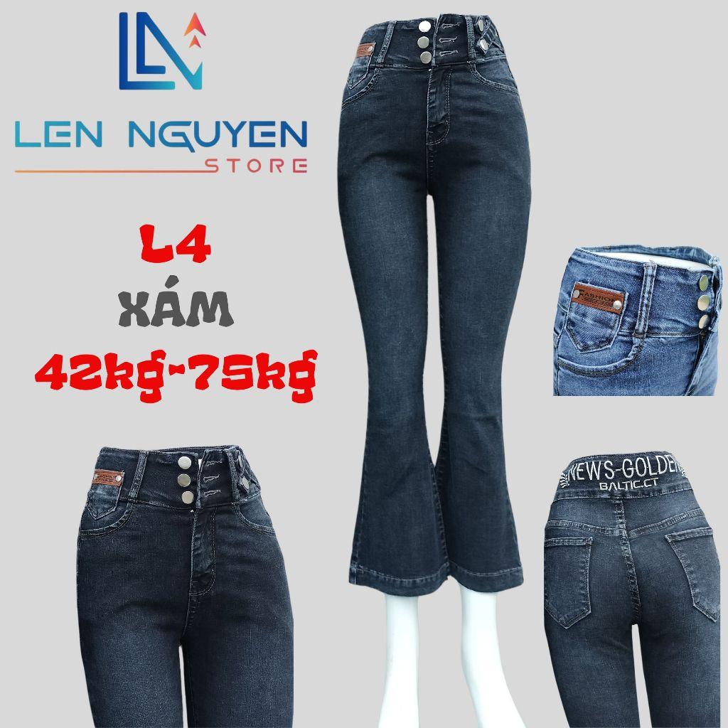 L4_Quần jean nữ, loe, lưng cao, quần bò nữ dáng ôm, quần rin nữ có big size, cho 42kg đến 75kg,LEN NGUYEN STORE - Xám