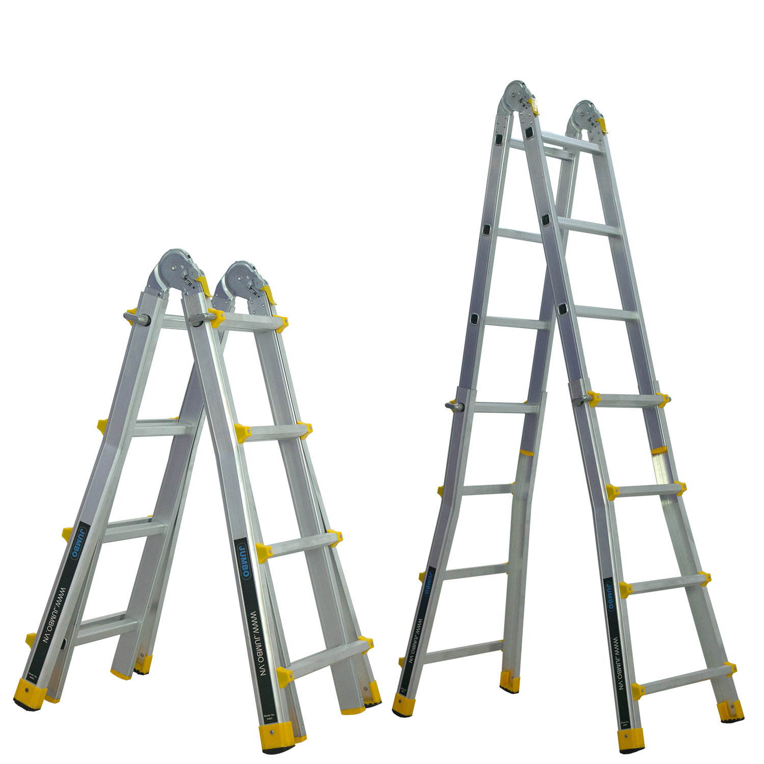 Thang nhôm rút lồng JUMBO A404 - Chữ A cao nhất 2.0m, chữ I cao nhất 4.0m, tải trọng 300kg