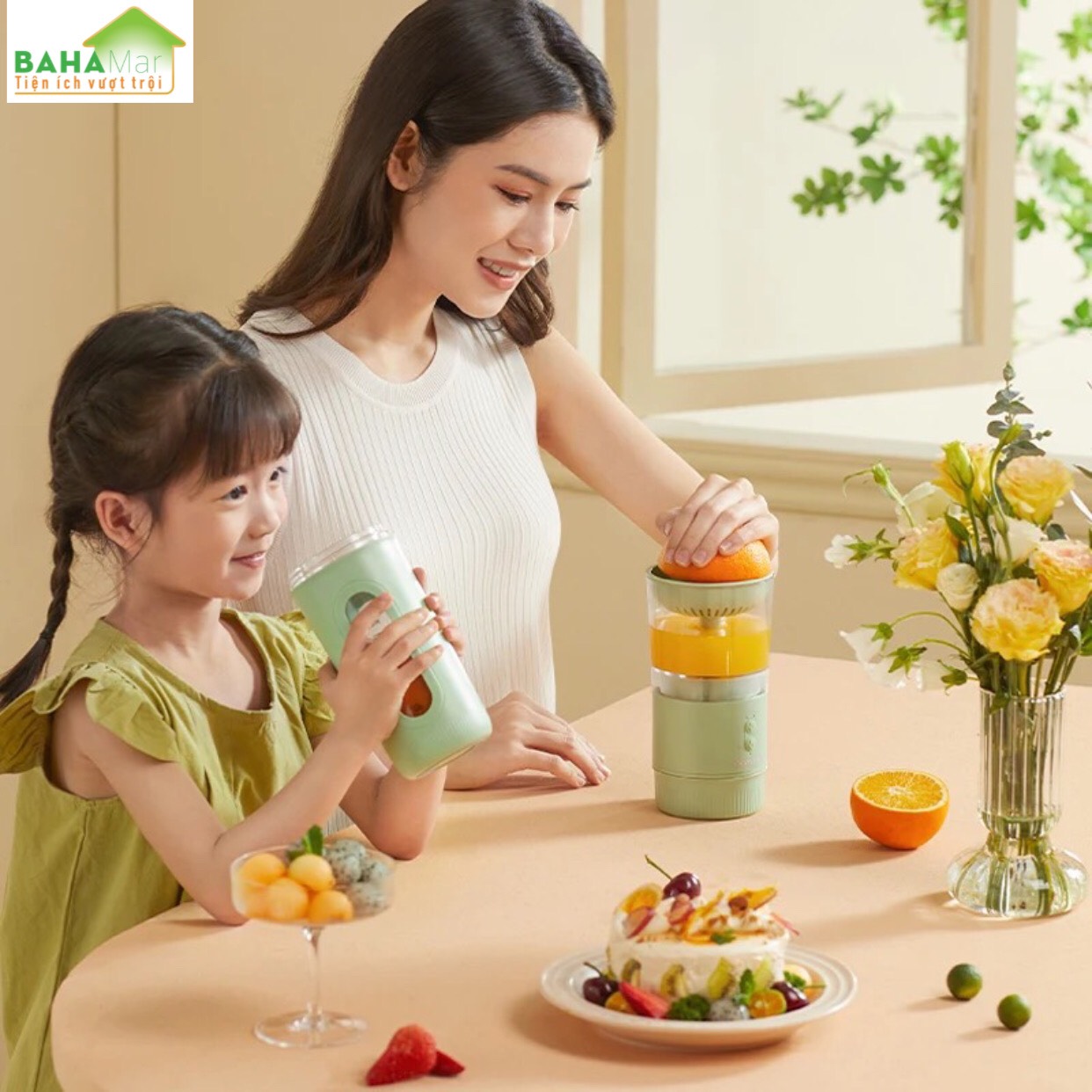 MÁY ĐA NĂNG VẮT CAM, ÉP TRÁI CÂY XAY SINH TỐ SẠC ĐIỆN TIỆN MANG THEO KHẮP NƠI "BAHAMAR" Có thể điều chỉnh 2 tốc độ, 45RPM và 18000RPM