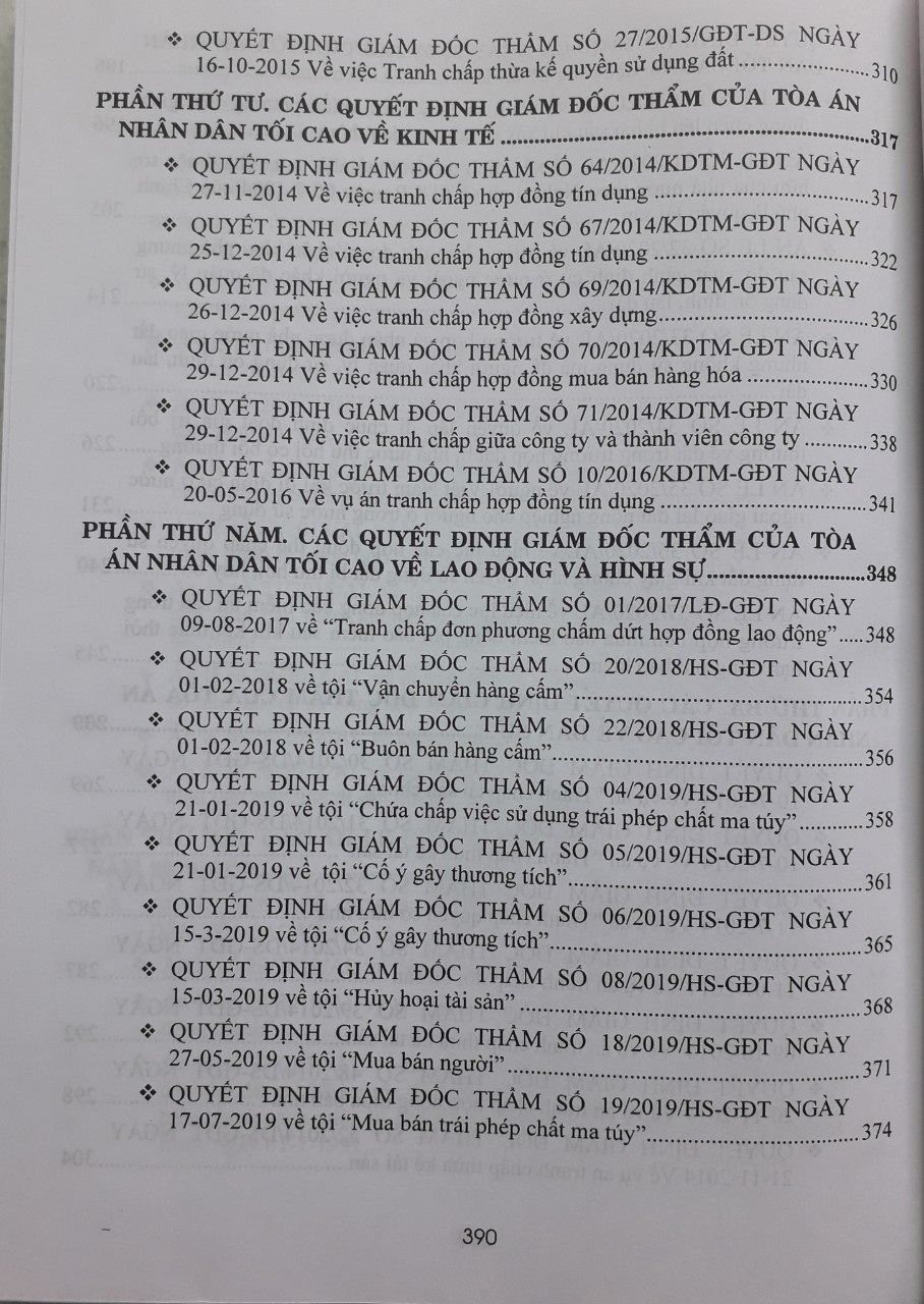 Tuyển Tập 37 Án Lệ Và Các Quyết Định Giám Đốc Thẩm Của Tòa Án Nhân Dân Tối Cao Về Hình Sự, Dân Sự, Kinh Tế, Lao Động