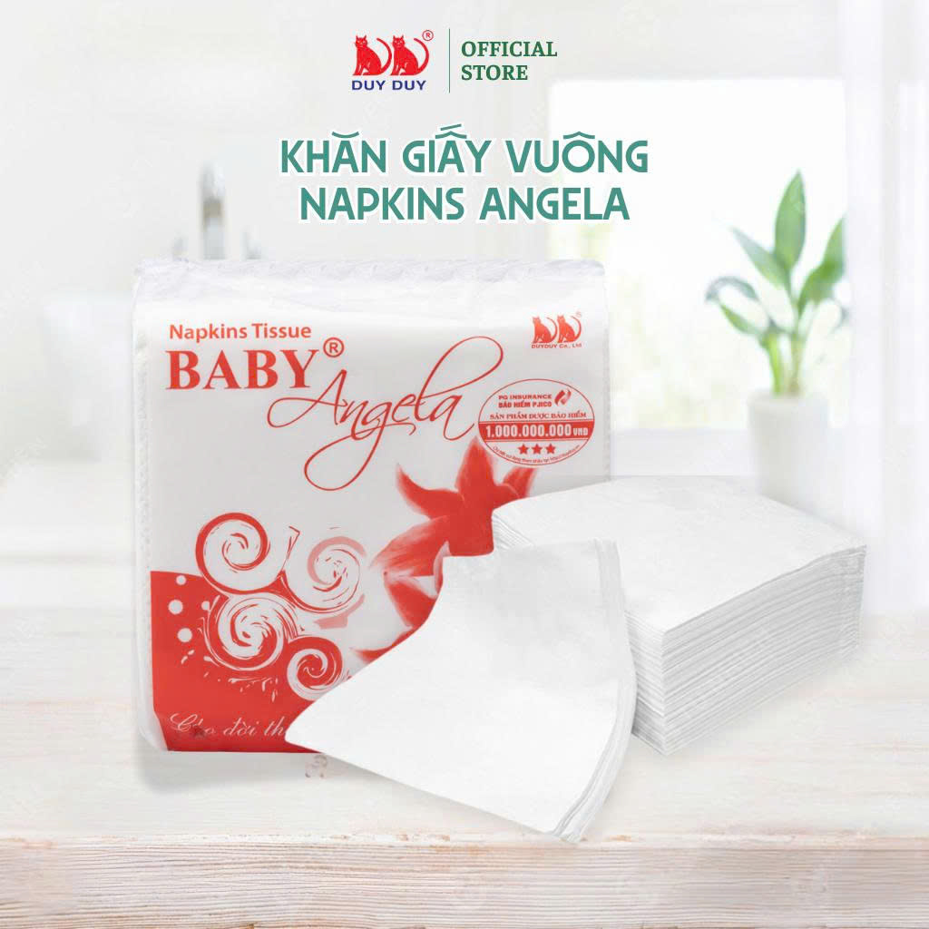 Giấy ăn Angela 100% bột giấy 60 tờ (31x31cm) lụa mềm siêu dai