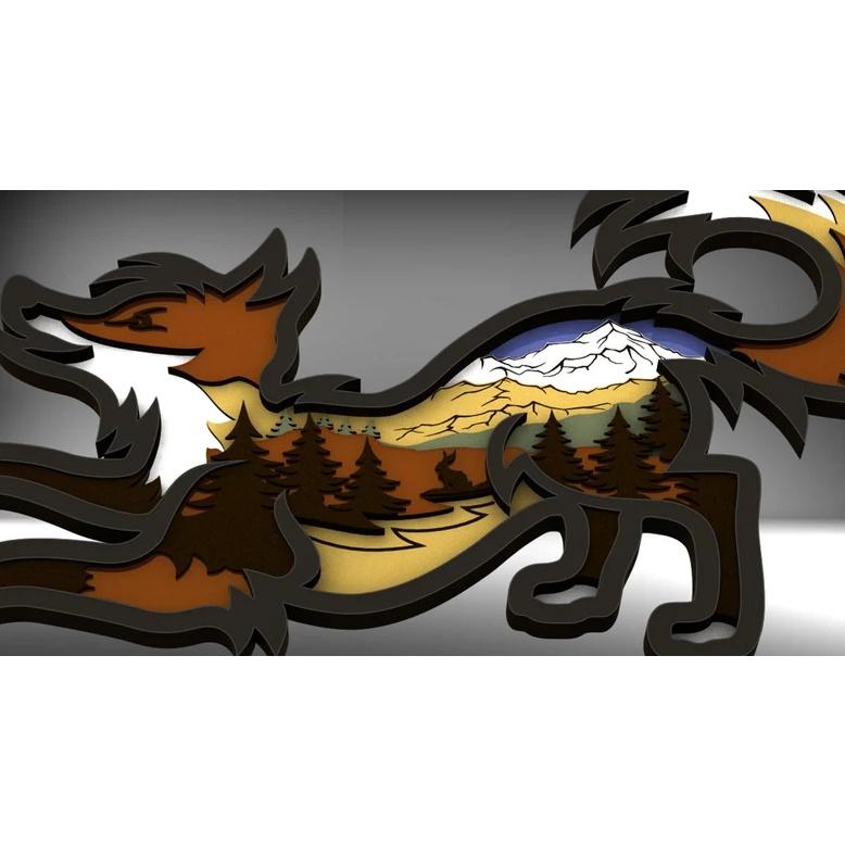 Đồ trang trí con cáo bằng gỗ có đèn LED trang trí phong cách Retro