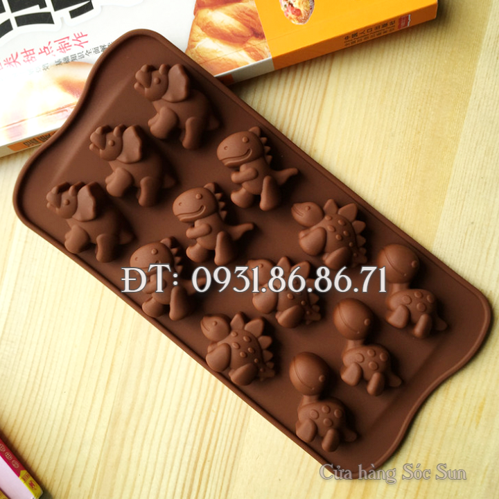Khuôn silicon 12 con khủng long – Mã số 1566