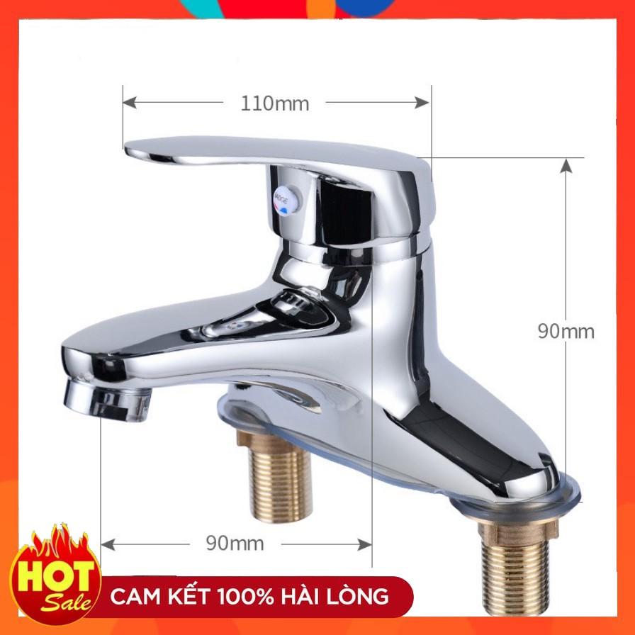 Vòi lavabo rửa mặt nóng lạnh hai lỗ cao cấp SNL44 tặng đôi dây cấp nước inox