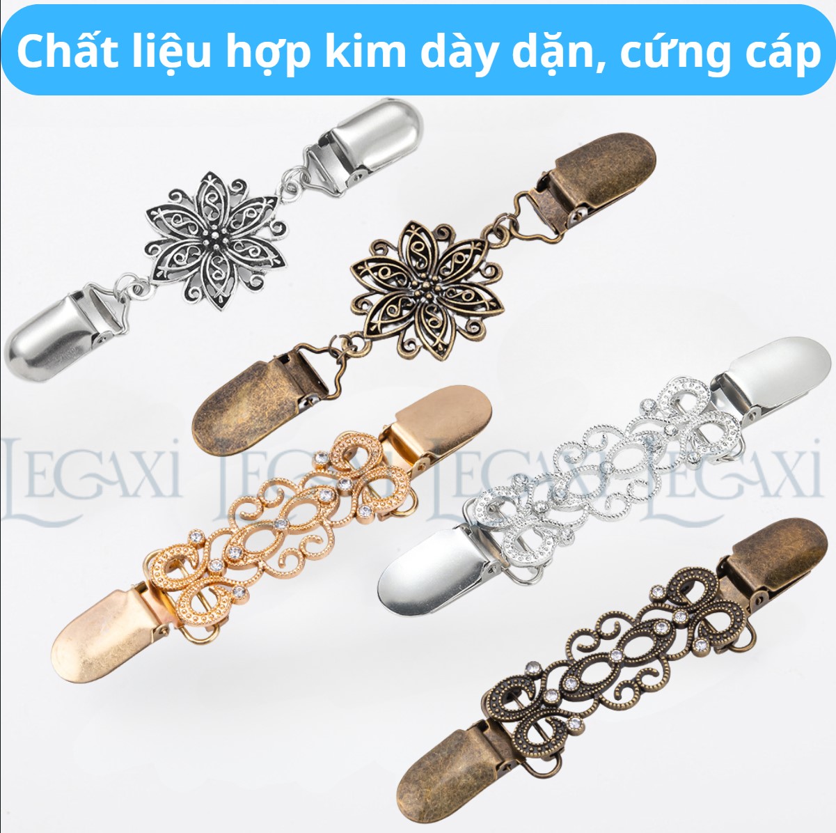 Kẹp Khăn Choàng Bằng Kim Loại Khóa Cố Định Cổ Áo Cardigan Áo Len Kẹp Lưng Áo Thắt Eo Đầm Váy Cho Nữ