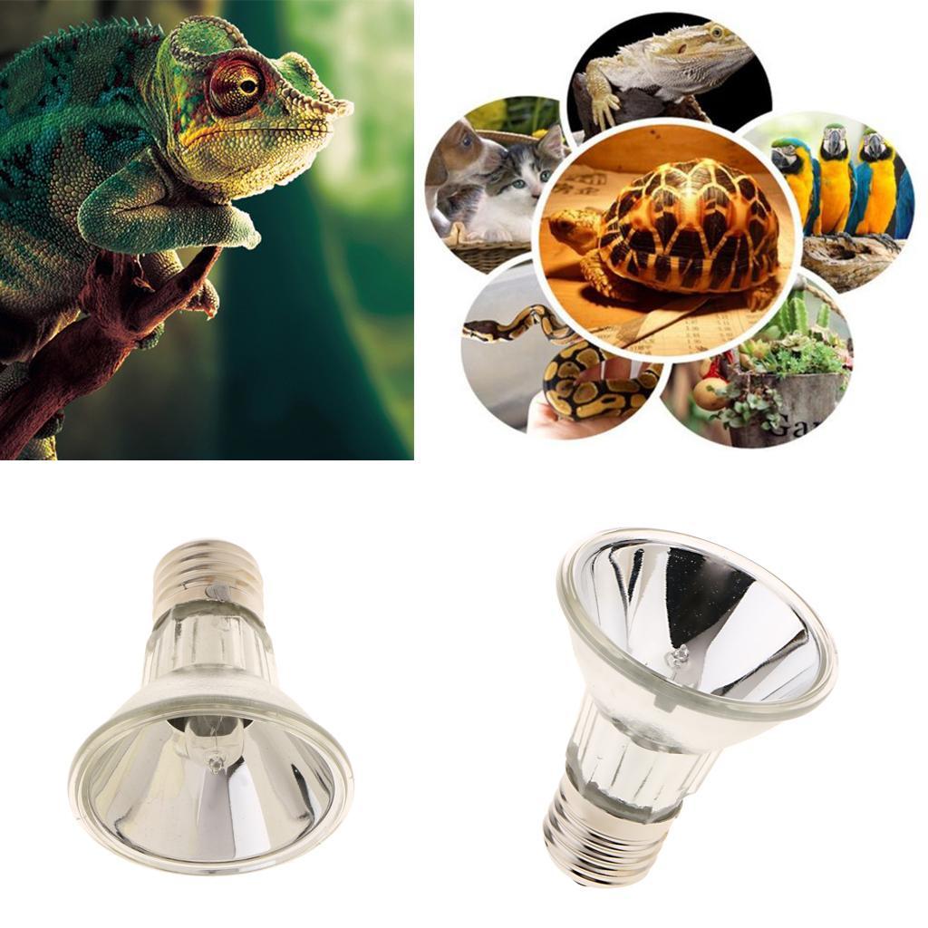 2pcs Reptile Tortoise Amphibian UVA UVB Heat Light Infrared Baking Spot Lamp