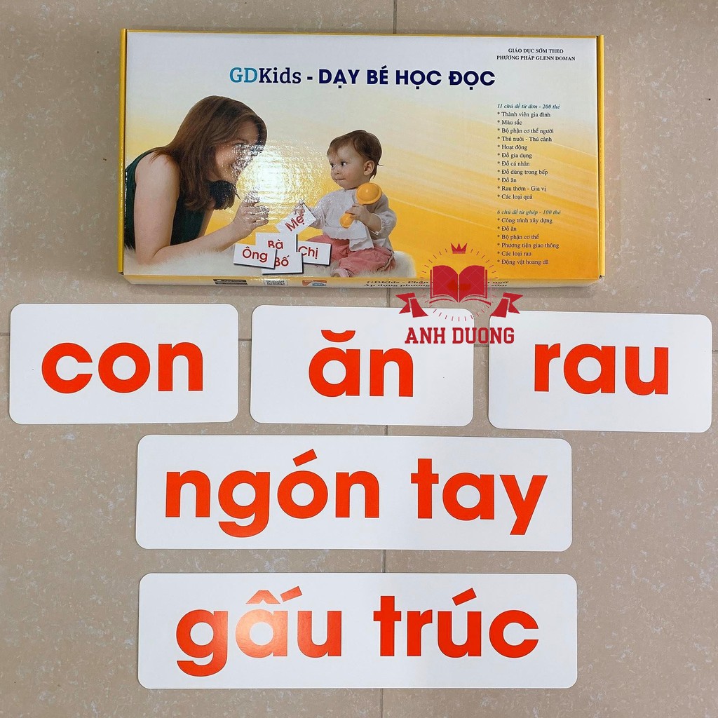 Thẻ Học Flashcard Glenn Doman Chuẩn Cho Bé - Bộ 300 Thẻ Tiếng Việt