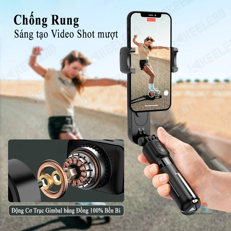 Gimbal chống rung CYKE Q09 tích hợp chế độ xoay quay 360º, có bluetooth chụp selfie, tripod chụp hình siêu tiện lợi, hàng chính hãng