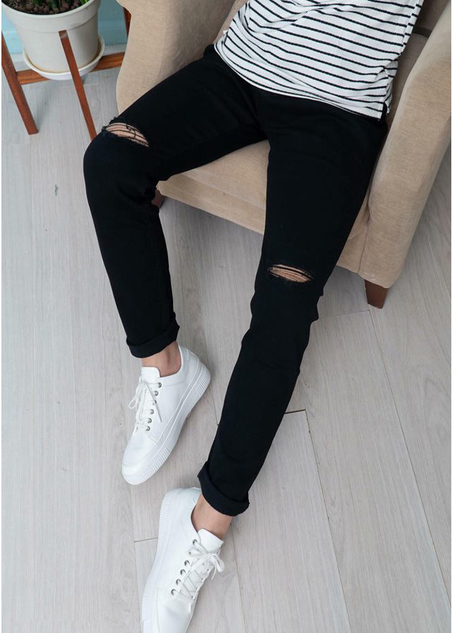Quần Bò Nam Đen Rách Gối RACHGOI97