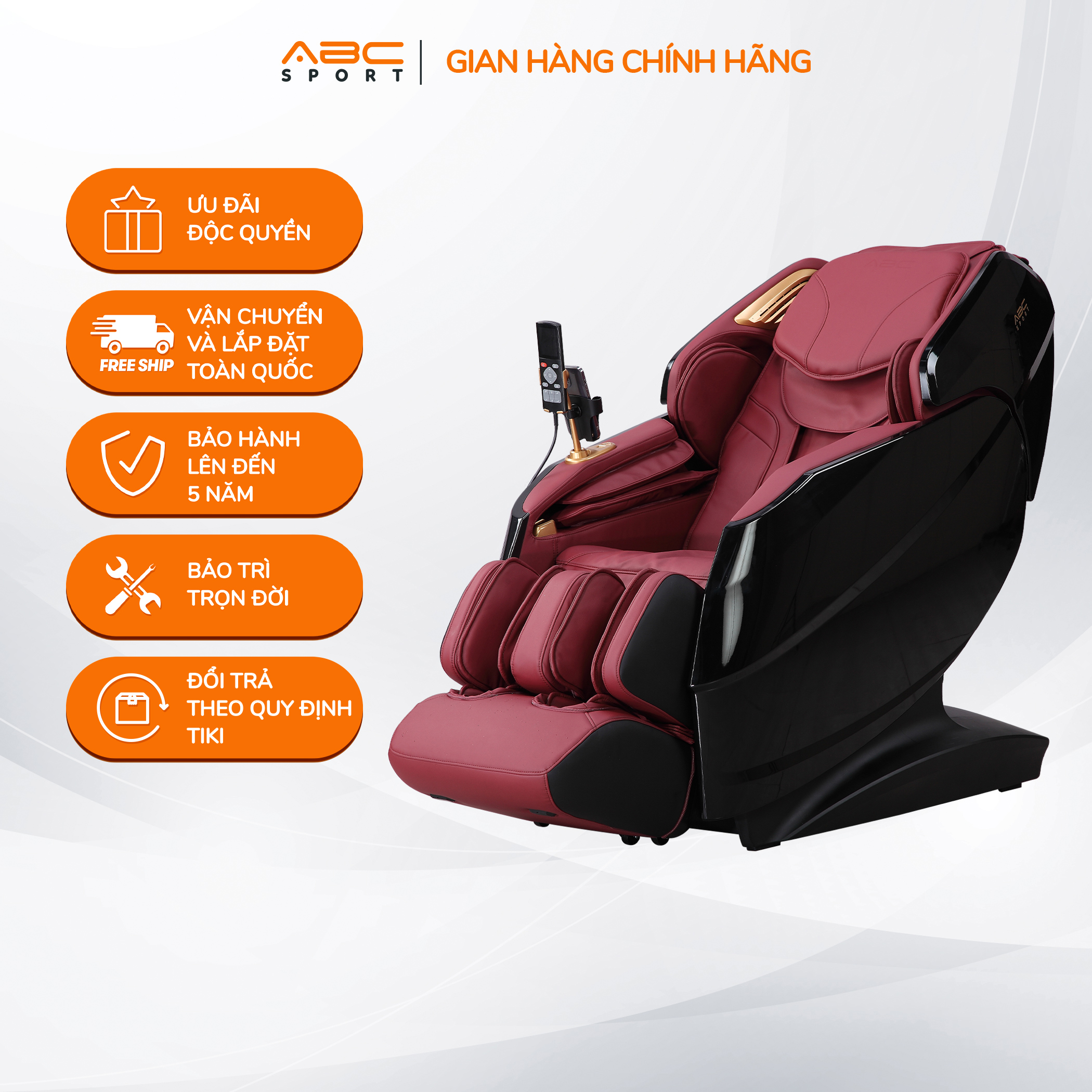 Ghế Massage toàn thân ABCSport A32 cao cấp, công nghệ massage 4D PRO, túi khí êm ái, 18 bài masssage tự động, điều khiển bằng giọng nói