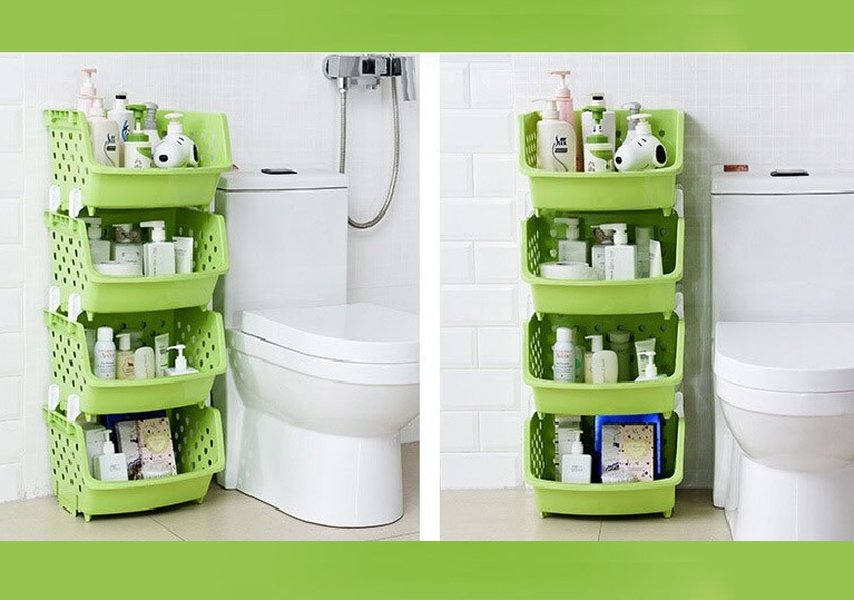 Kệ Rổ Nhựa 4 Tầng Đựng Đồ Đa Năng Cao Cấp - Ko Nắp Có Lỗ Thông Thoáng - Nhà Bếp, Phòng tắm, Phòng Ngủ Đều Để Được- Hàng Chính Hãng MINIIN