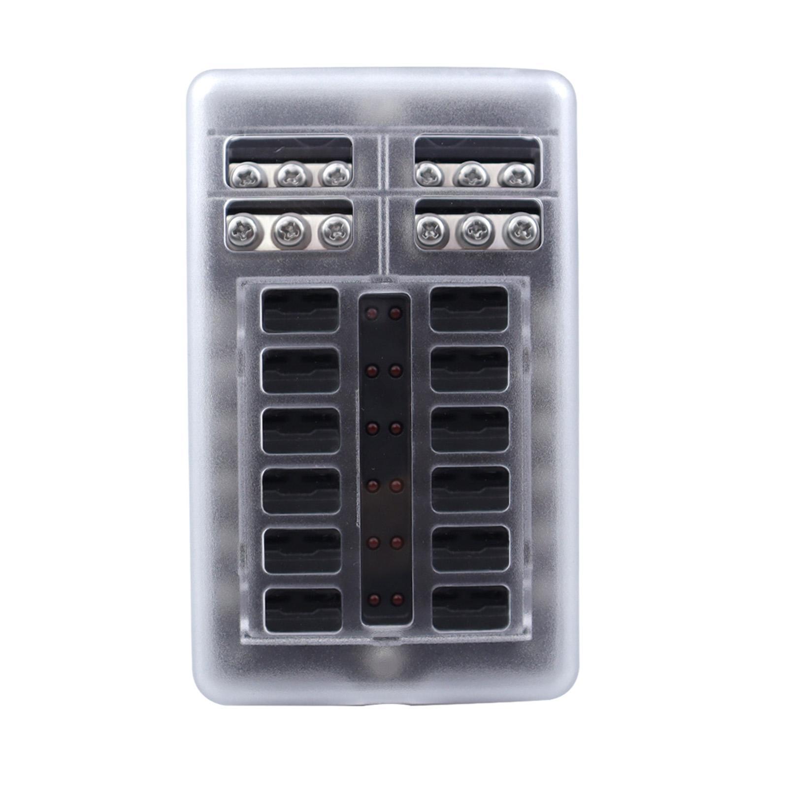 12V Fuse Block Accessory Attachment Professional Waterpoof Replaces 24V 12V 12 Way Marine Fuse Block Fuse Box Holder for Vehicle Van RV