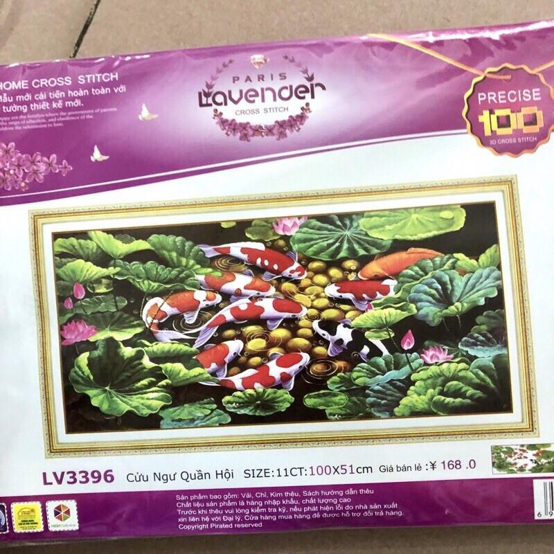 Tranh thêu chữ thập Cửu Ngư Quần Hội LV3396  chưa thêu