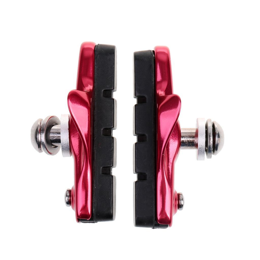 4Pcs Road Bike BRAKE BLOCKS Pads Shoes Fixed Gear  Rubber Holder Red