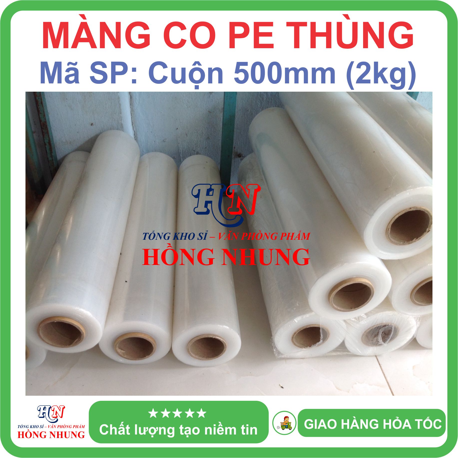 [SALE] Màng PE, màng co, màng chít 2kg khổ rộng 50cm - Chất liệu nilon dai, bóng đẹp, chắc chắn, cho bạn an tâm đóng hàng