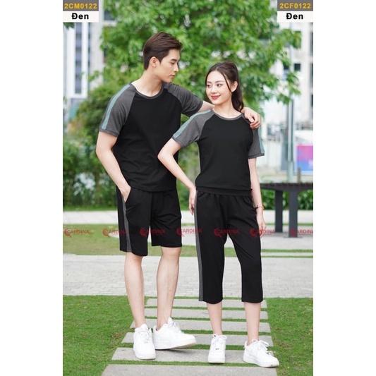 mã 2CM01 - Bộ thể thao nam cotton lửng phối tay CARDINA.Chất liệu Cotton Organic thoáng mát