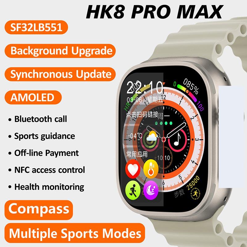 Giá Rẻ Nhất HK8 PRO MAX Full Màn Hình Cảm Ứng Bluetooth Đồng Hồ Đo Quãng Đường Đi Phát Hiện Nhiệt Độ Cơ Thể Nhịp Tim Giấc Ngủ Đồng Hồ Thông Minh