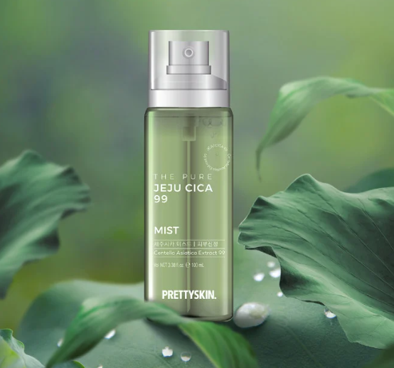 Xịt khoáng rau má Prettyskin The Pure Jeju Cica 99 Mist 100ml - Cấp ẩm và làm dịu da