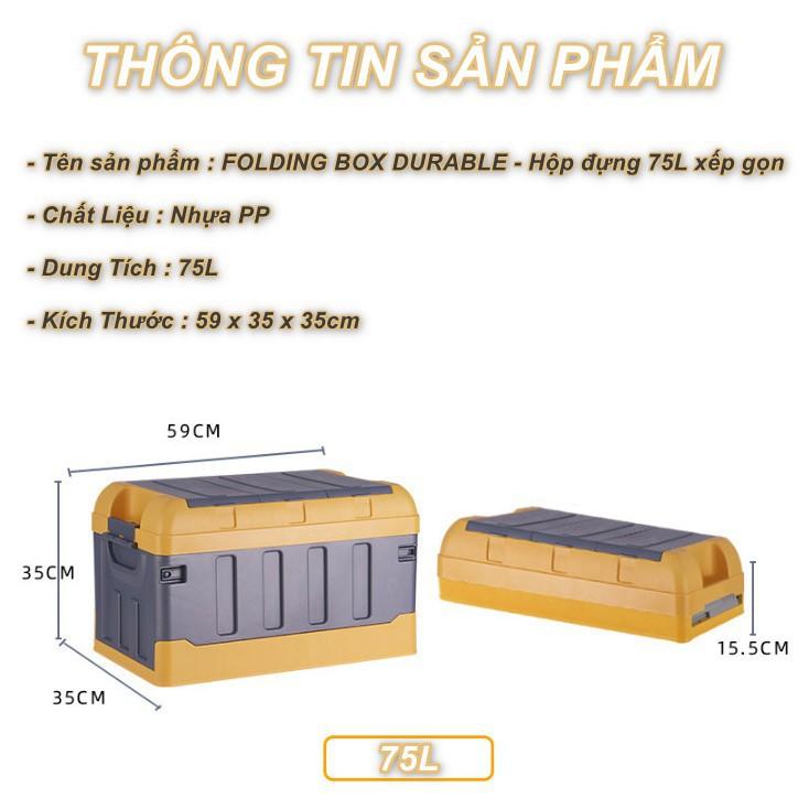 FOLDING BOX DURABLE - Hộp đựng 75L xếp gọn du lịch, picnic ( Tặng kèm 2 túi chống thấm )- Home and Garden