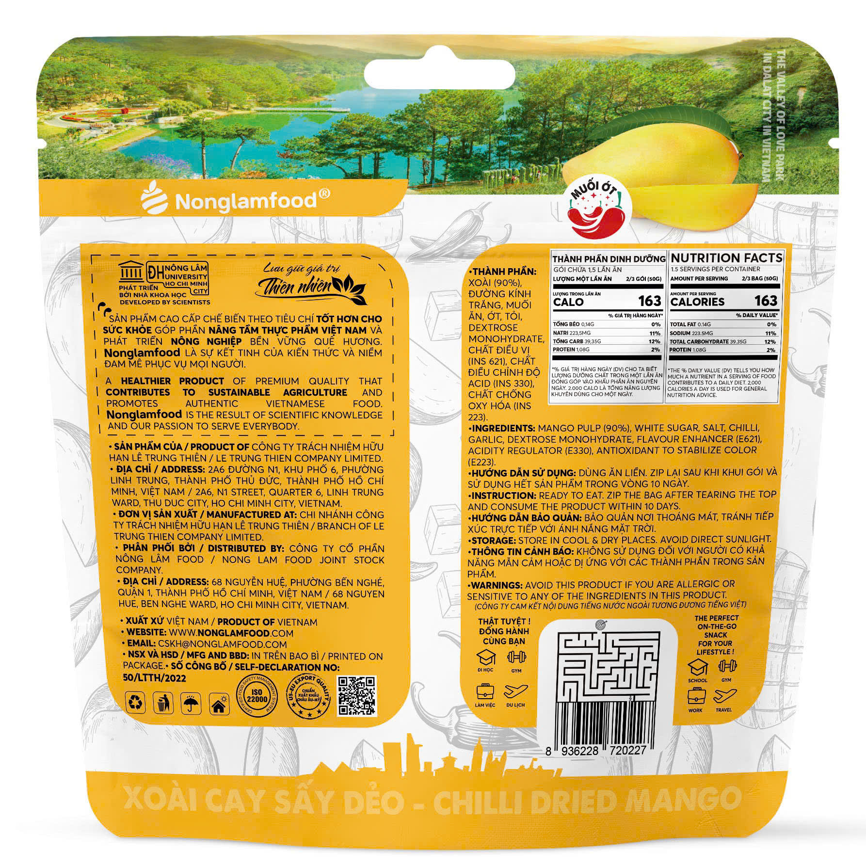 Xoài Muối Ớt Cay Sấy Dẻo Nonglamfood Túi 75g | Healthy Snack