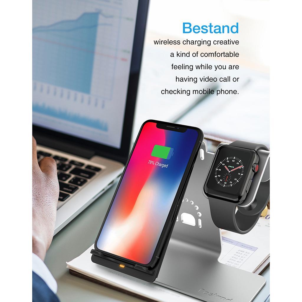 2in1 Phone Charging Station Wireless Fast Charger+Bracket for iWatch