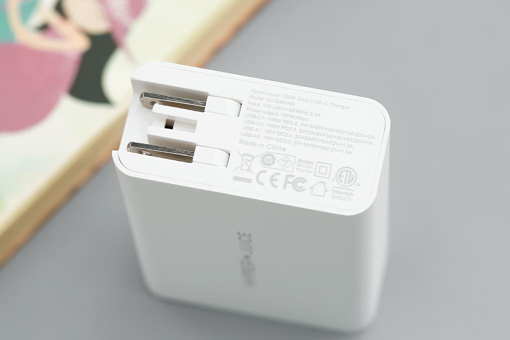 Adapter sạc 4 cổng USB Type C PD 100W HyperJuice HJ-GAN100 Trắng - Hàng chính hãng