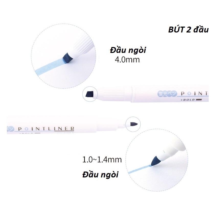 Bộ 5 bút hightlight pastel đánh dấu theo chủ đề 2 đầu dạ quang Pointliner A81