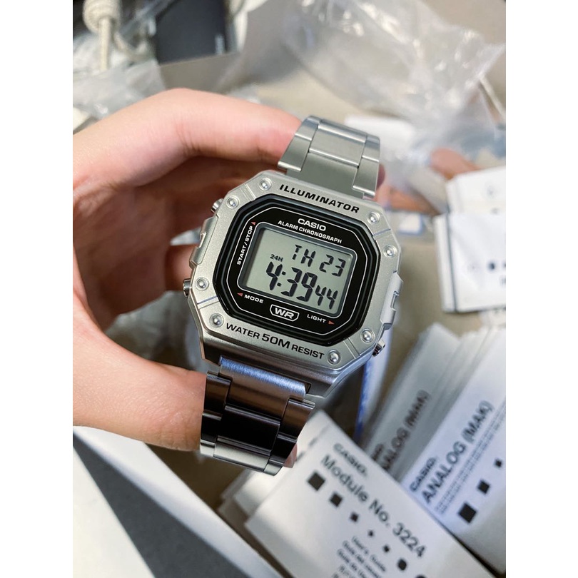 Đồng hồ nam dây kim loại Casio Anh Khuê W-218HD-1AVDF