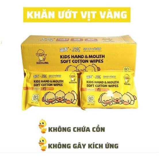 HỘP 10 GÓI KHĂN GIẤY ƯỚT VỊT VÀNG DỄ THƯƠNG 1 GÓI 80 TỜ MỀM MẠI DỊU NHẸ KHÁNG KHUẨN ĐA NĂNG TIỆN DỤNG