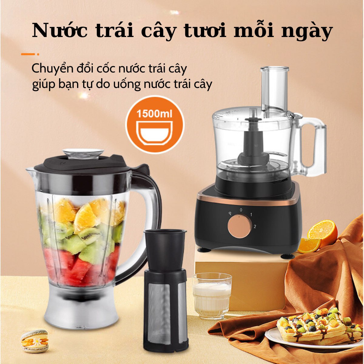 Máy xay đa năng SOKANY 7IN1 với công suất 1000W XAY- ÉP- CẮT- THÁI, tháo lắp dễ dàng - HÀNG CHÍNH HÃNG - DELIYA