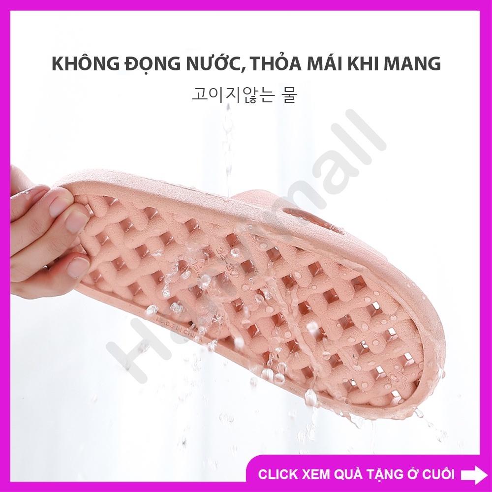 Dép đi trong nhà, dép đi nhà tắm nam nữ freesize chống trượt đúc nguyên khối, đế dạng lưới dễ thoát nước