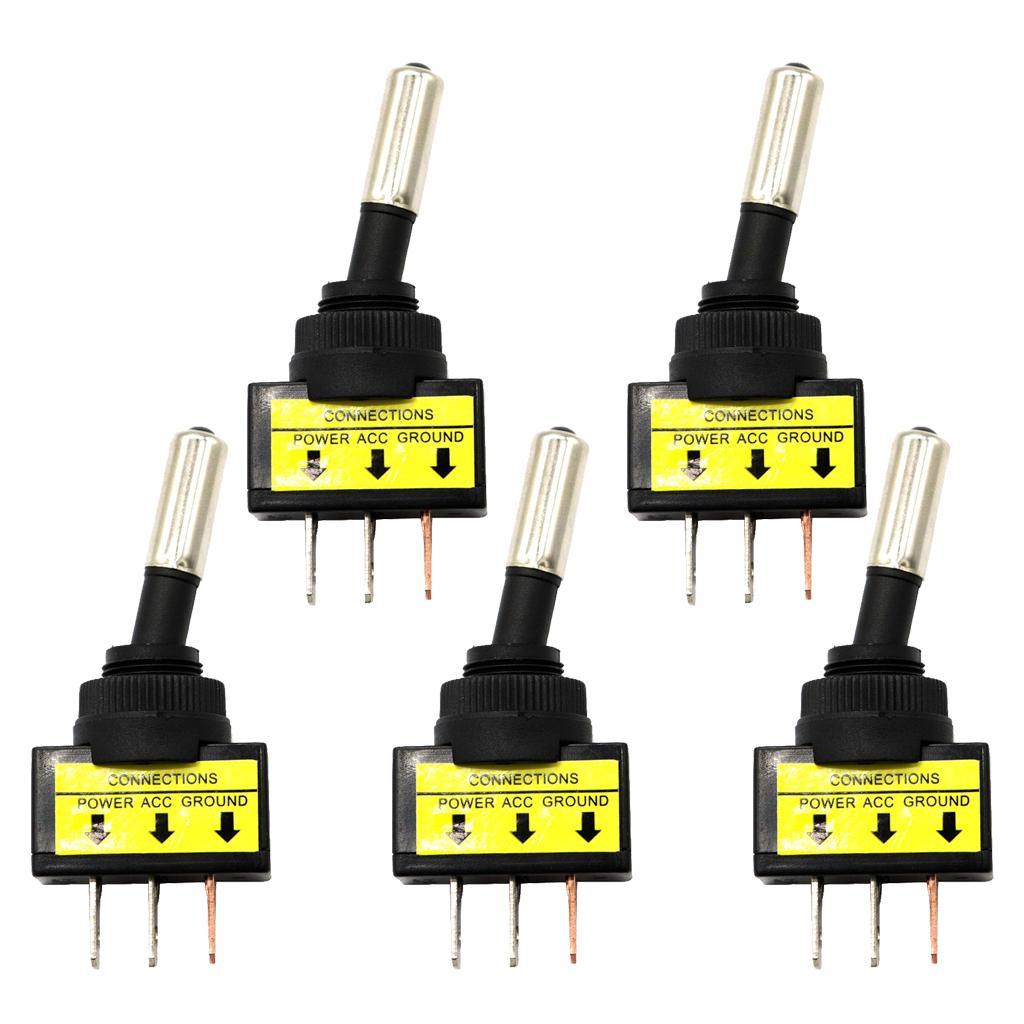 5pcs12V 20A LED Light OFF/ON SPST Toggle Rocker Switch 3Pin for Car Motorcycle Auto
