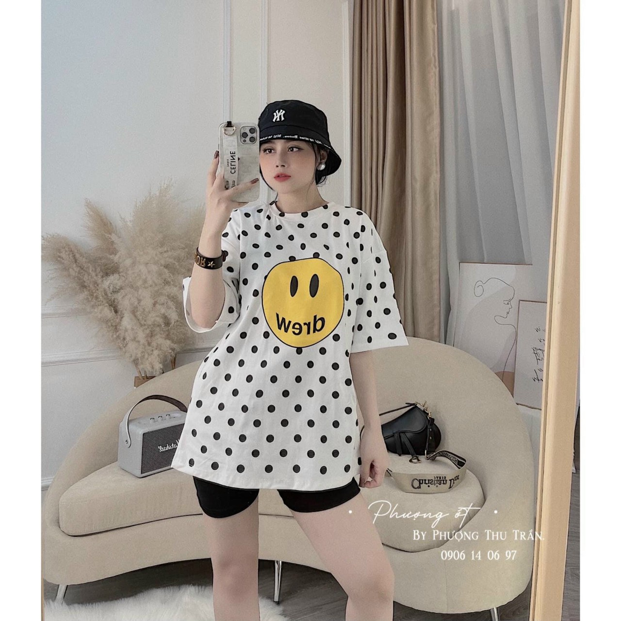 Set Đồ Bộ Nữ Bò Sữa RORO CuteHOT RẺ ĐẸPĐồ Mặc Nhà Áo Thun Rộng Unisex Tay Lỡ Mặt Cười Chấm Bi Quần Kiểu short Đùi-Suit - HIỀN LINH UY TIN SHOP SET ĐỒ BỘ THUN