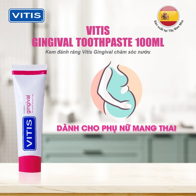 Kem đánh răng cho nướu nhạy cảm, viêm, sưng đỏ, chảy máu nướu Vitis Gingival 100ml (dùng được cho phụ nữ mang thai)