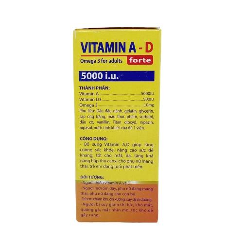 Viên Uống Vitamin A D Bổ Sung Vitamin Giảm Nguy Cơ Khô Mắt Mỏi Mắt Còi Xương Hỗ Trợ Đẹp Da- Hộp 100 Viên