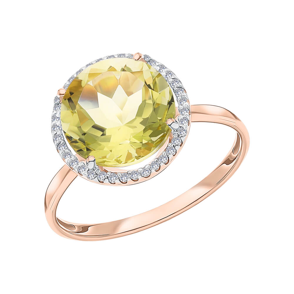 Nhẫn Vàng 14K Đính Đá Citrine và 38 Viên Kim Cương Tấm - MOON Jewelry