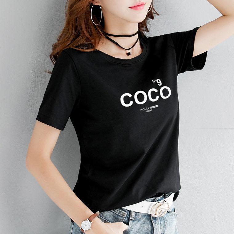 Áo thun nữ MXM form vừa in chữ COCO cotton 4 chiều