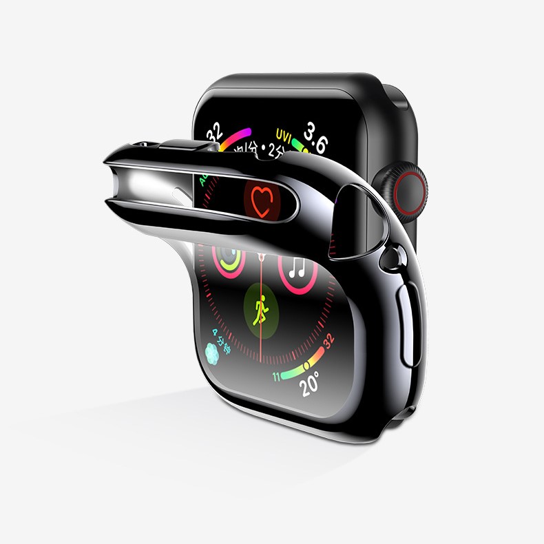 Ốp Case TPU Mạ Chrome &amp; Kính Cường Lực Dẻo cho Apple Watch Series 6 / Apple Watch Series 5/ SE/ 4 Size 40/44mm