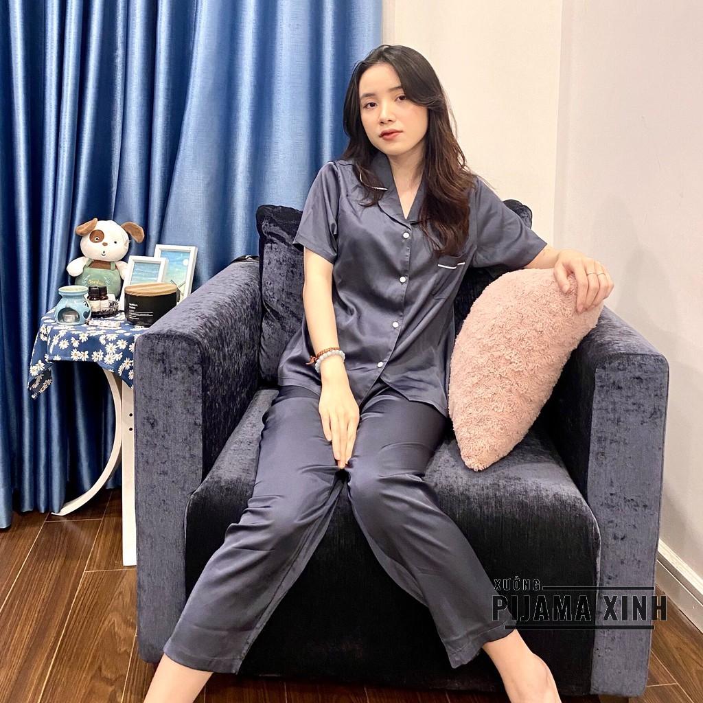 Bộ Pijama Lụa Latin - chất trơn nhiều màu Cao cấp Chất đẹp Đường may chuẩn