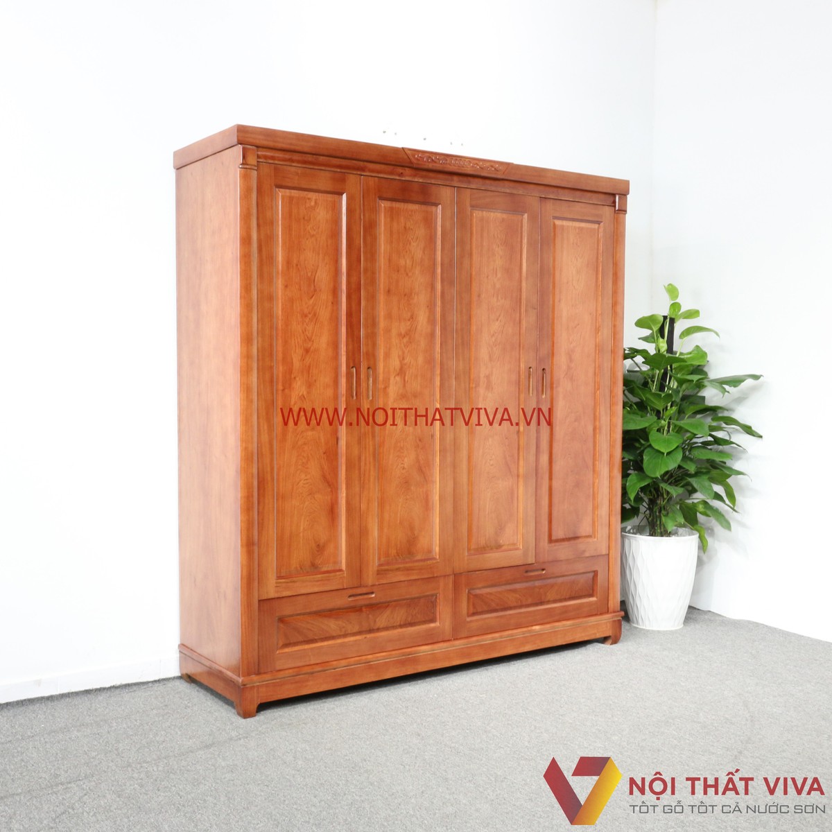 Tủ Áo 4 Cánh Gỗ Hương Đá Đẹp Giá Rẻ
