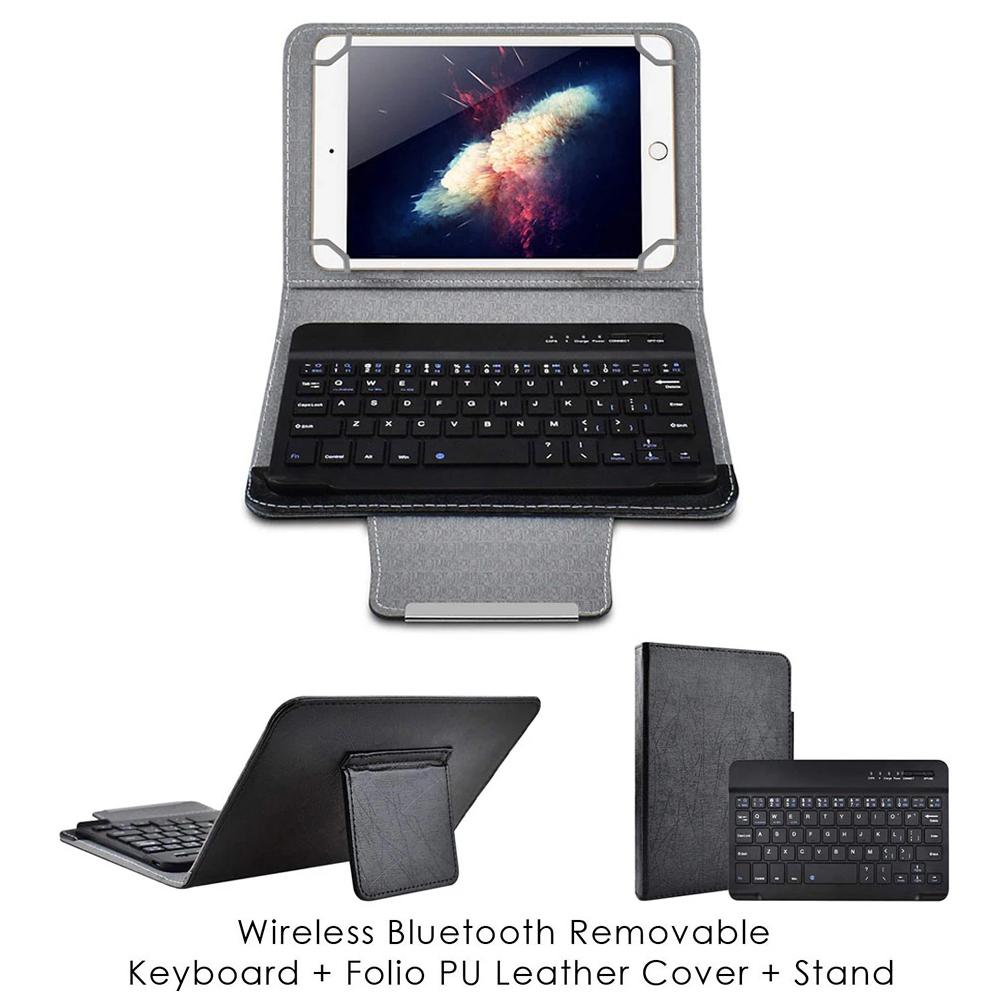 Universal Wireless Bluetooth Keyboard for Tablet PU Leather Case Stand Cover For Pad 7 8 Inch 9 10 Inch for IOS Android Windows