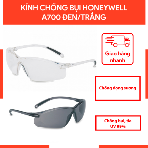 Kính Bảo Hộ Honeywell A700 Mắt Kính Chống Bụi, Chống Tia Uv, Chống Trầy Xước, Đọng Sương - Đen