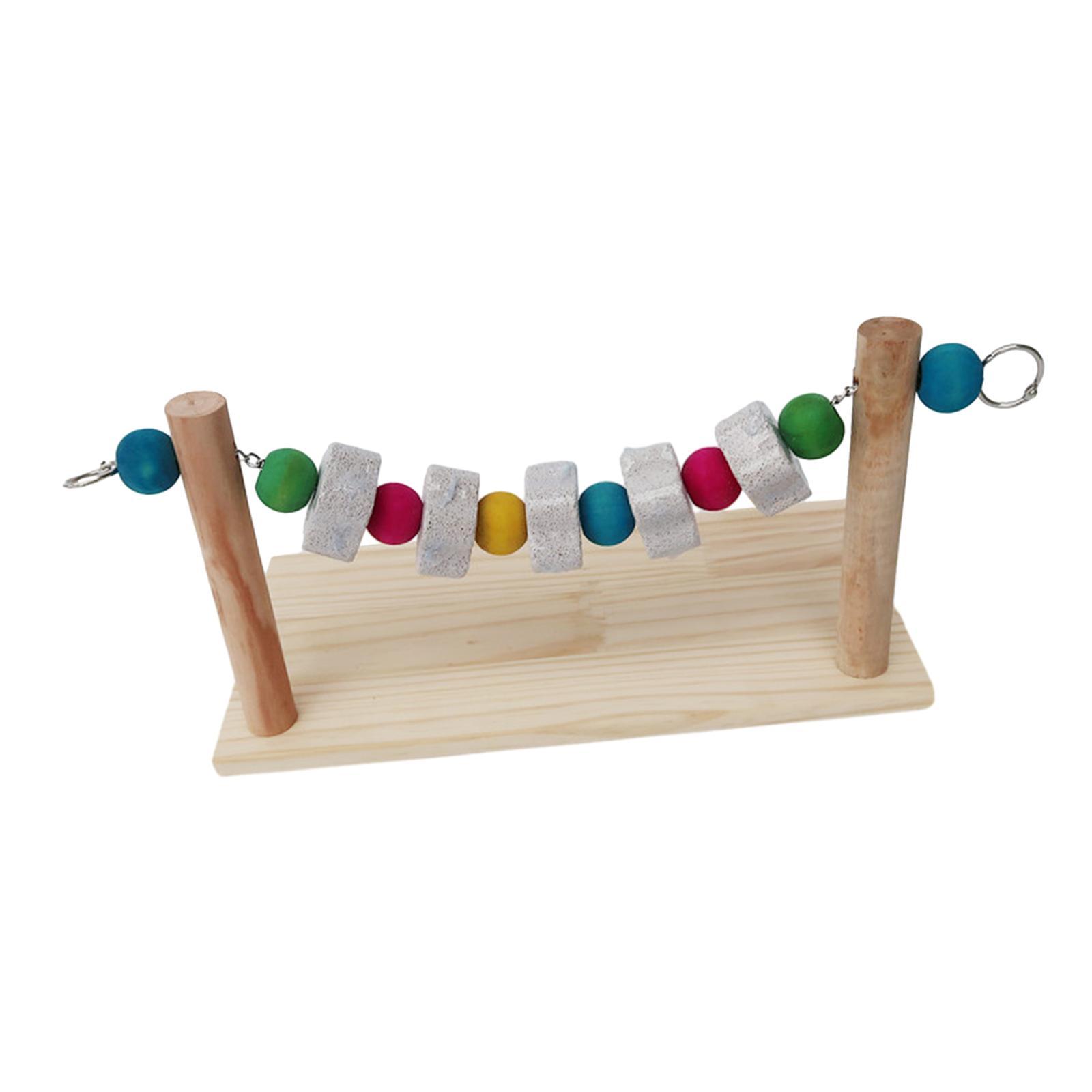 Grinding Block Chew Toy Perching Play Climbing Platform Wooden Playground Bird Stand Molar Stone for Rabbits Rat Gerbil Chipmunk Chinchilla