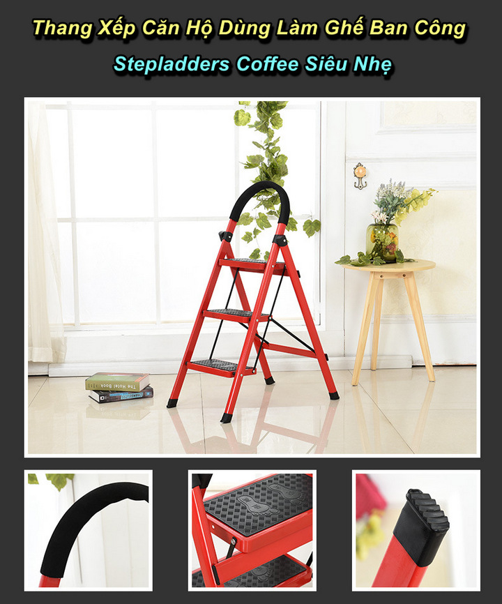 Thang Xếp Căn Hộ Stepladders Coffee Siêu Nhẹ Xếp Gọn Di Động - Home Decor Furniture