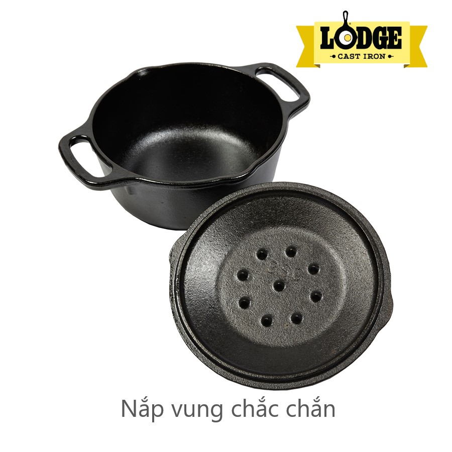 [Chính hãng LOGDE - MỸ] Nồi gang Lodge 18.5cm - L1SP3 - dung tích 0.95 lít. Dùng kho cá, nướng gà, nướng bánh, cơm, canh