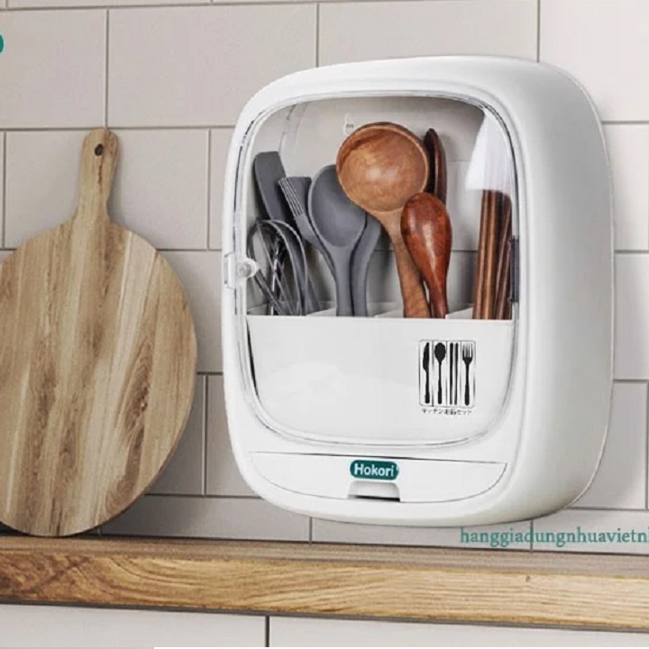 Hộp đựng đũa dán tường tiện lợi, bảo quản đũa, thìa tránh xa bụi bẩn