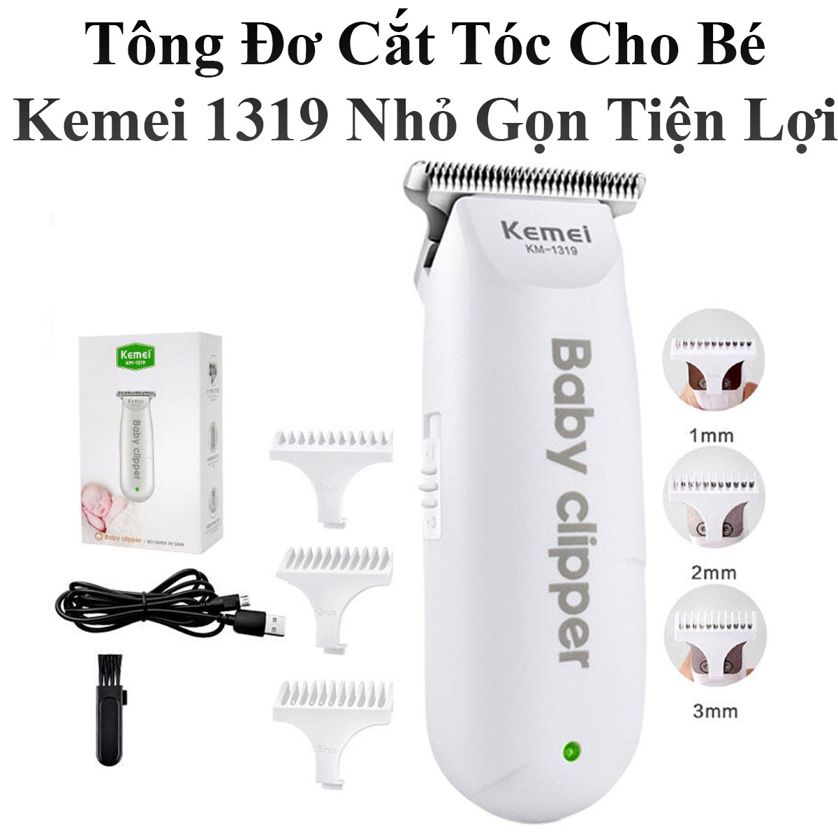 Tông Đơ Cắt Tóc Cho Bé Kemei 1319 Nhỏ Gọn Tiện Lợi